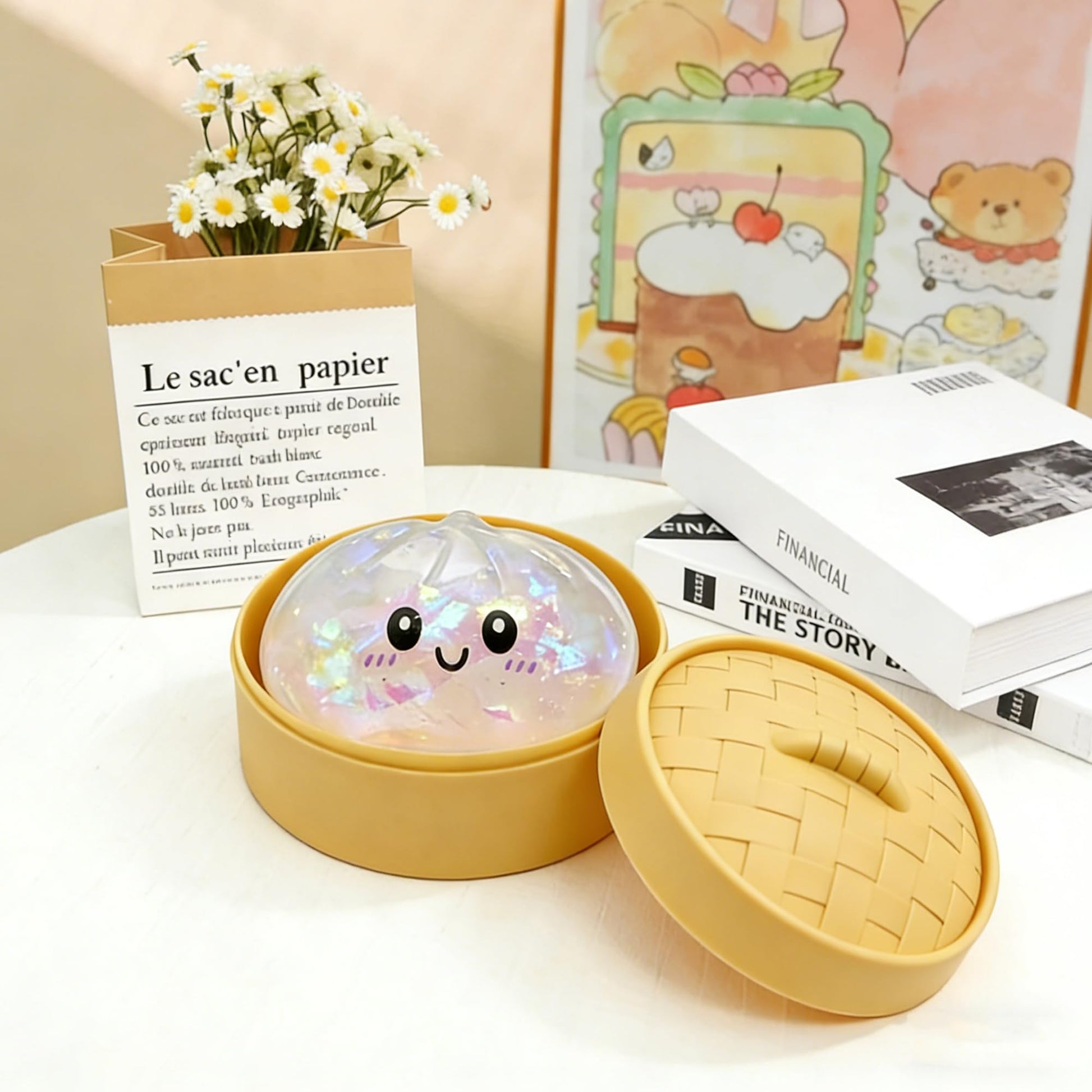 Aglacynorath Glitter Dumpling Squishy, Giant Glitter Dumpling Box, Colorful Stretchy Decompression Sensory Toy, Soft Squeeze Decompression Dough (Glitter White) - Available at All In One Marketplace Canada