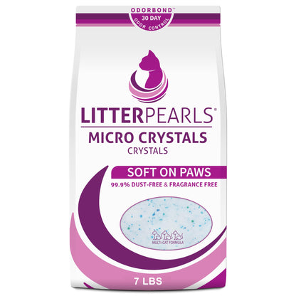 Litter Pearls Micro Crystals Unscented Non-Clumping Crystal Cat Litter with Odorbond, 7 lb, White, Clear and Blue Crystals (LPMC7) Litter Pearls