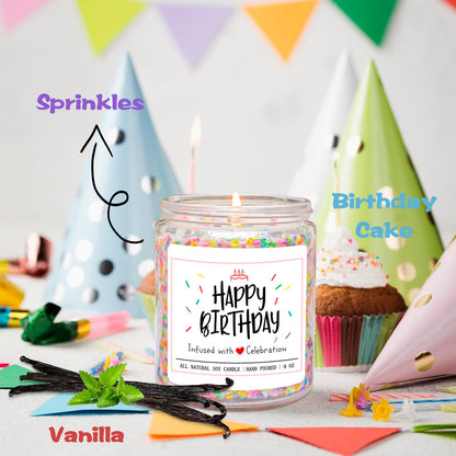 Homsolver Happy Birthday Candles Gifts for Women - Vanilla Birthday Cake Scent with Sprinkles Birthday Gifts for Women - Birthday Candles for Women, Happy Birthday Aromatherapy Candles Handmade 🍁 All In One Marketplace Canada
