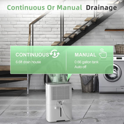 HOGARLABS 34 Pint Smart Dehumidifiers for Home and Basements, with 3 Working Modes, Overflow Protection, and Auto Shut off Restart. Ultra Silent Dehumidifier with Drain Hose and Digital Control Panel. - Available at All In One Marketplace Canada