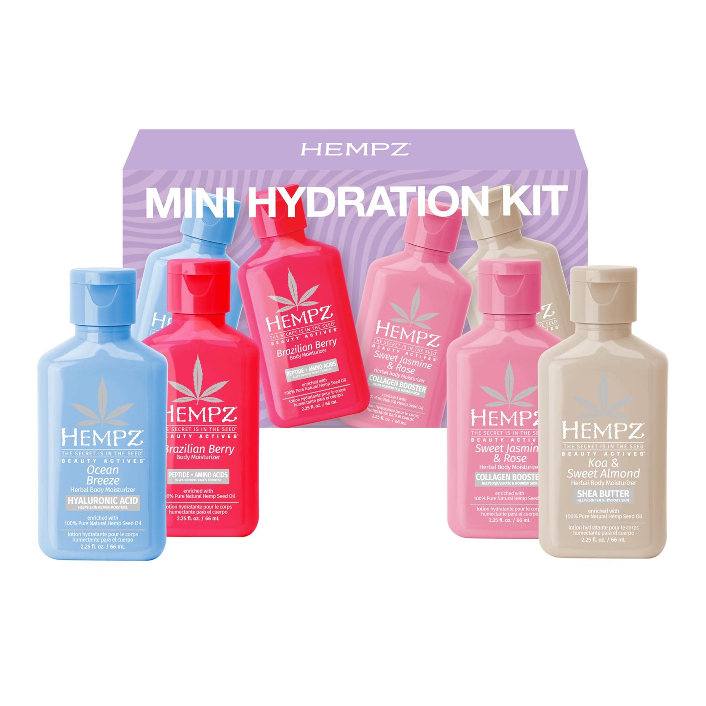 Hempz Mini Moisturizer Set, Hydrating Lotion Kit, Beauty Actives 4 pack, 2.25 oz - Available at All In One Marketplace Canada
