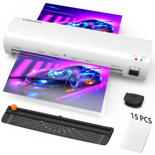 Laminator Machine, 9-Inch Letter Size Laminating Machine with 15 Laminating Pouches for Small Desktop, 4 in 1 Never Jam Thermal Laminator with Trimmer Corner Rounder for Office School Home