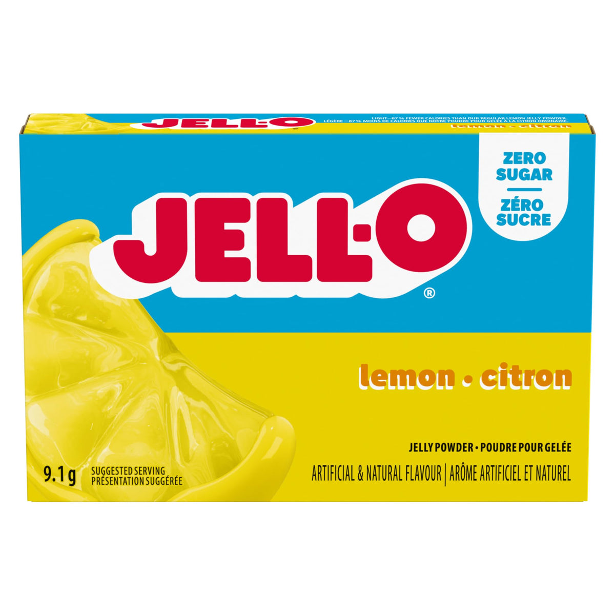 Jell-O Zero Sugar Lemon Jelly Powder Mix, 9.1 g Box (Pack of 18)