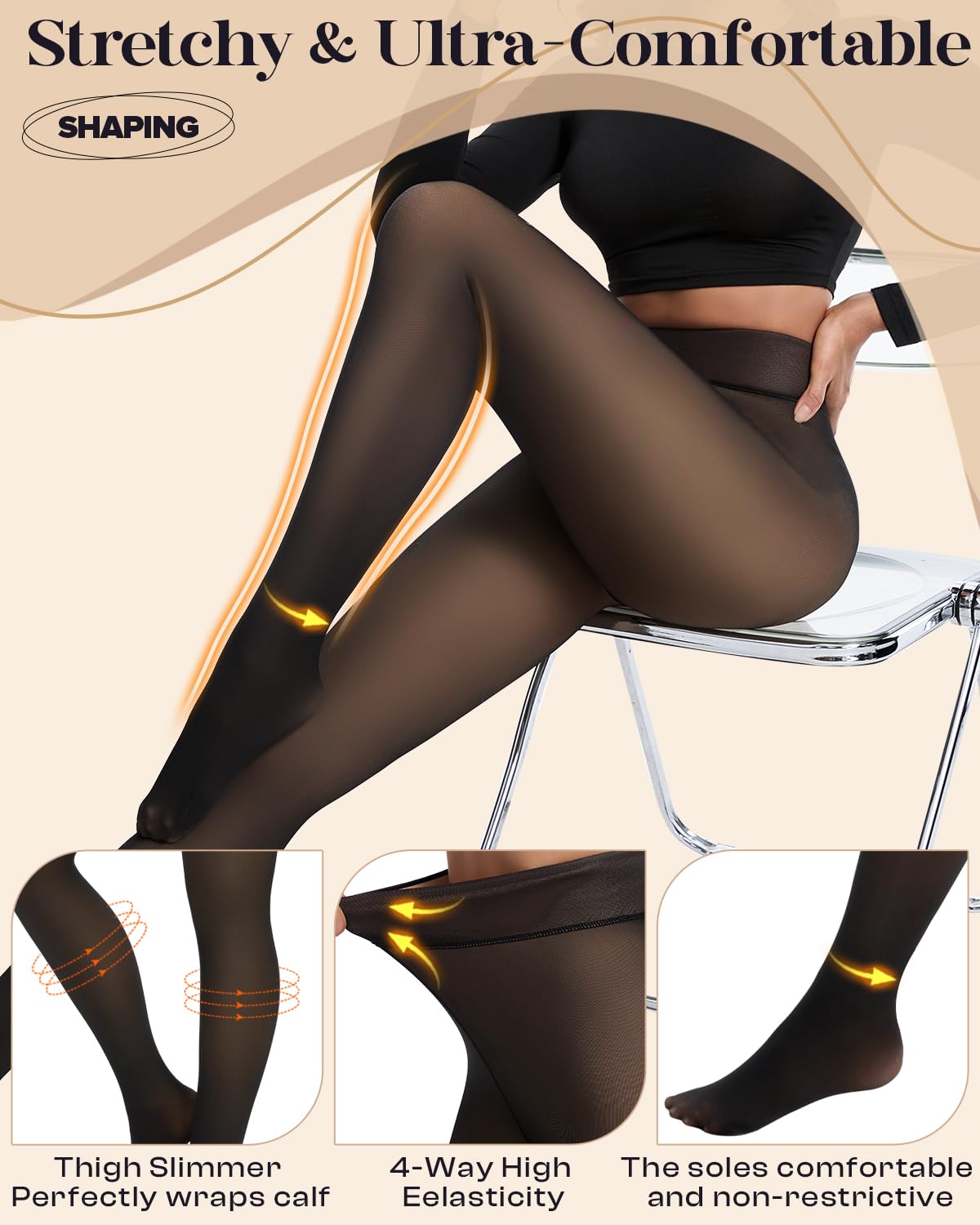 Tyusatu Fleece Lined Tights Leggings for Women One Seam Design Black 🍁 All In One Marketplace Canada