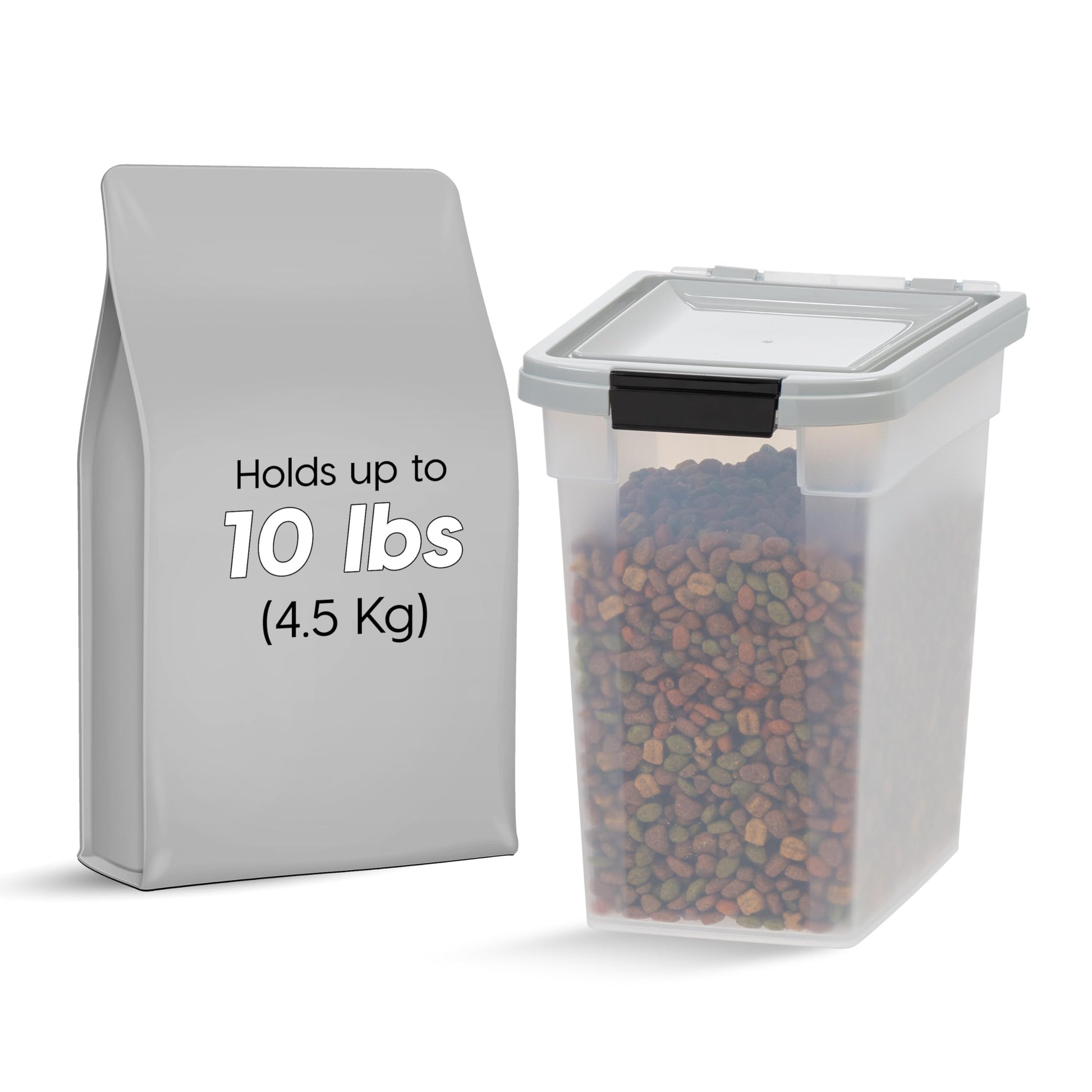 IRIS USA Dog Food Storage Container, Up to 10 lbs, Clear/Gray, Made in USA IRIS USA
