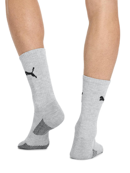 PUMA Men's 8 Pack Athletic Cushioned Crew Socks, White/Grey, 10-13 PUMA