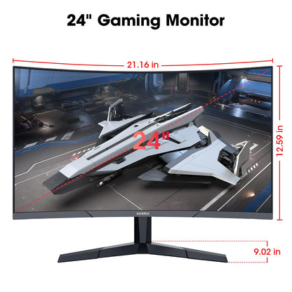 KOORUI 24 Inch Curved Gaming Monitor, 180Hz 1080P 1500R, Adaptive Sync, HDR KOORUI