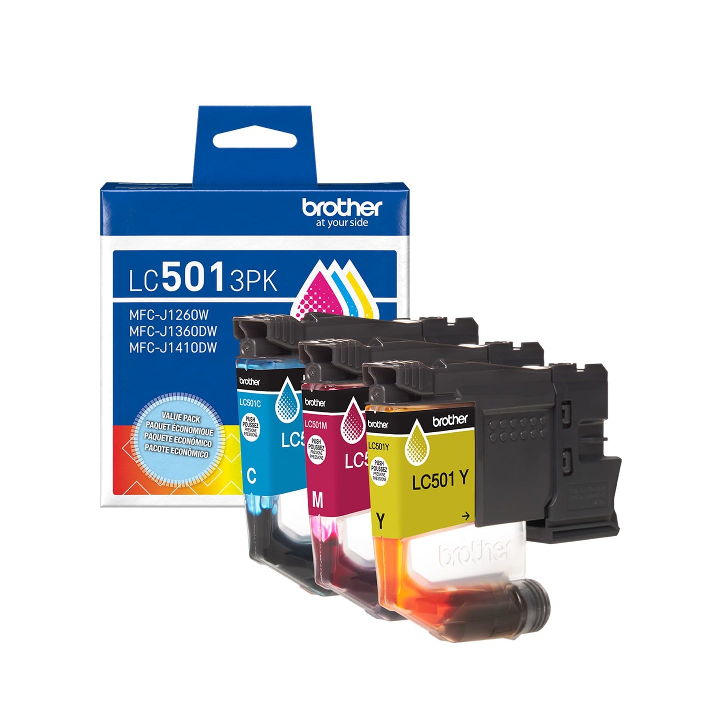 Brother Genuine LC5013PKS Standard Yield Cyan, Magenta, Yellow Ink Cartridges for Brother Printer MFC-J1260DW, MFC-J1360DW, MFC-J1410DW Brother