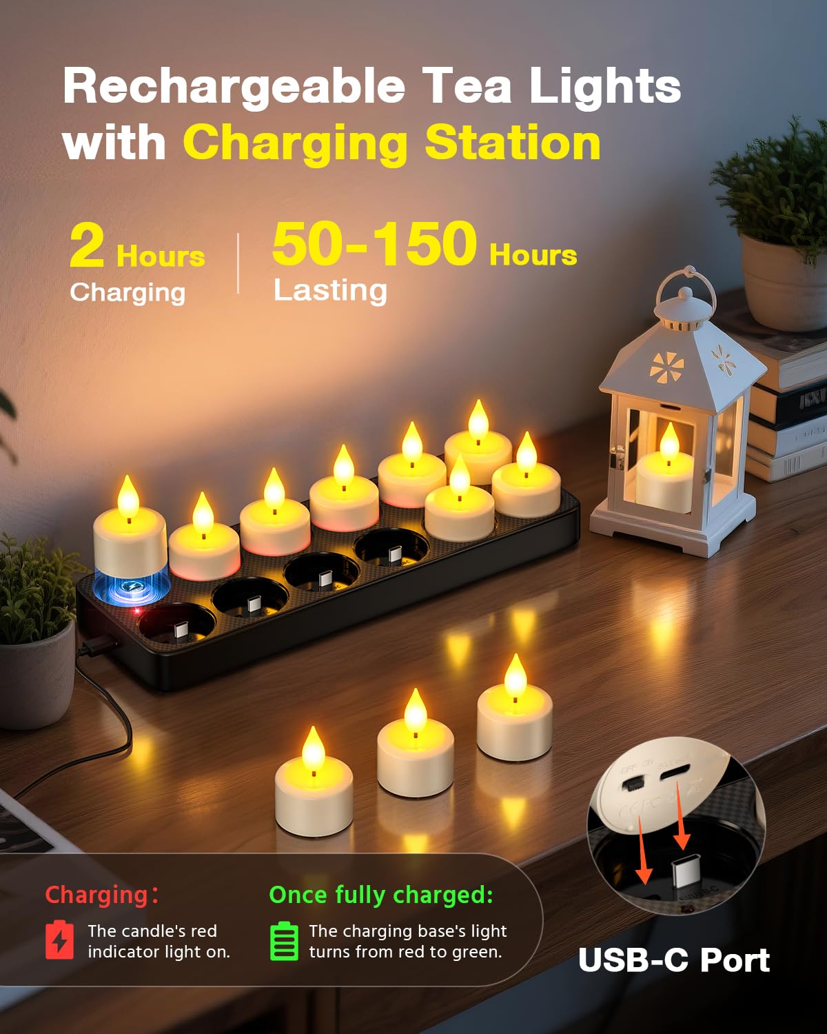 SoulBay Rechargeable Tea Lights with Remote, 12 LED Votive Candles, USB-C 🍁 All In One Marketplace Canada