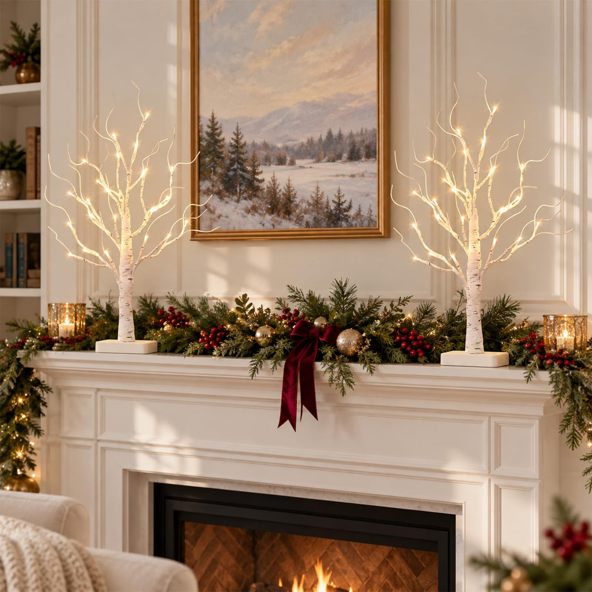 PEIDUO Birch Tree for Christmas Decorations with Timer, Lighted Birch Tree Prelit Fall Decor with 24 LED Warm White Lights, Artificial Tree Lights for Indoor Tabletop Christmas Home Decor (2PK) 🍁 All In One Marketplace Canada