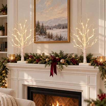 PEIDUO Birch Tree for Christmas Decorations with Timer, Lighted Birch Tree Prelit Fall Decor with 24 LED Warm White Lights, Artificial Tree Lights for Indoor Tabletop Christmas Home Decor (2PK) 🍁 All In One Marketplace Canada