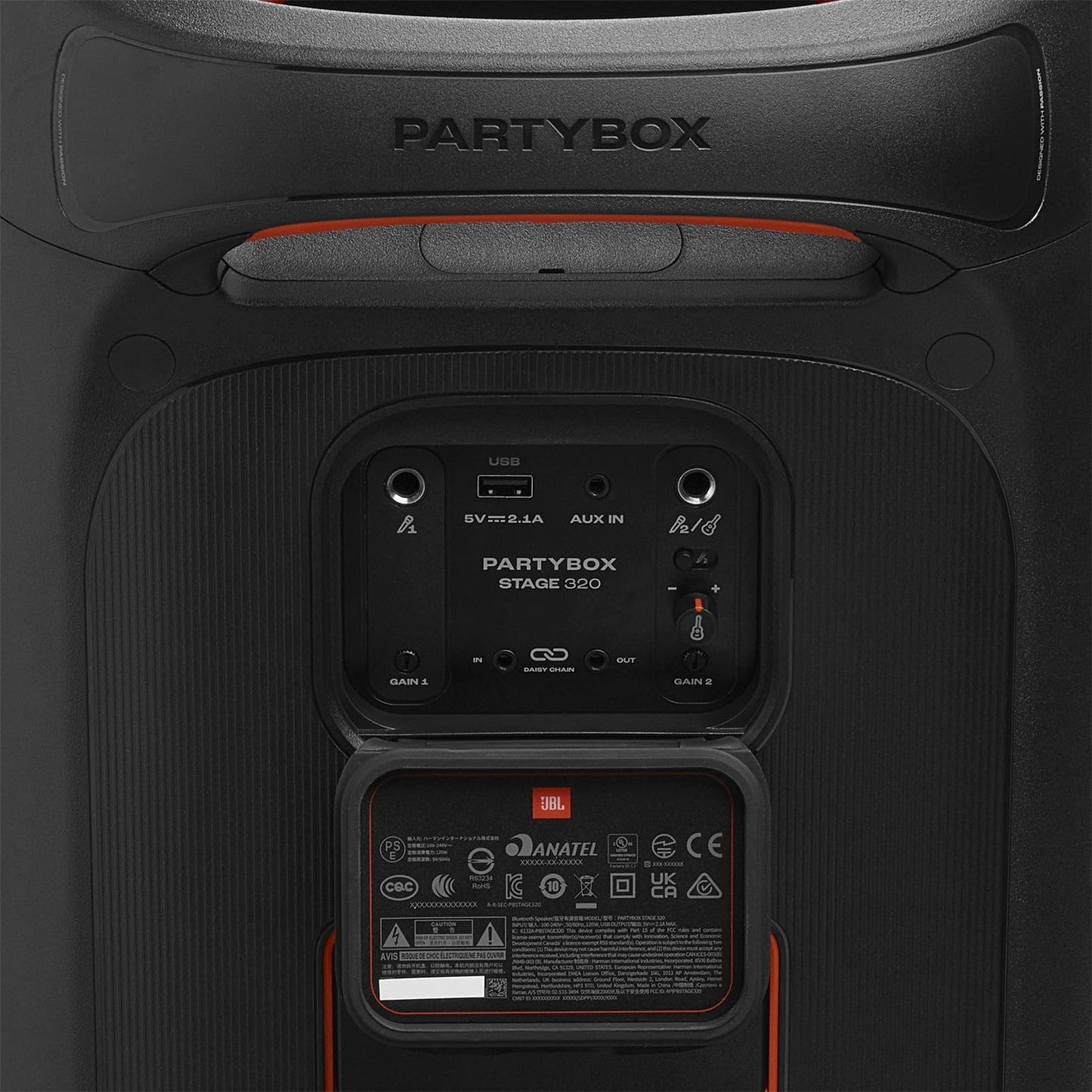 JBL PartyBox Stage 320 - Portable Party Speaker with Telescopic Handle & Wide, Sturdy Wheels, Powerful JBL Pro Sound, Futuristic lightshow, Up to 18 Hours of Play time, Splash Proof JBL
