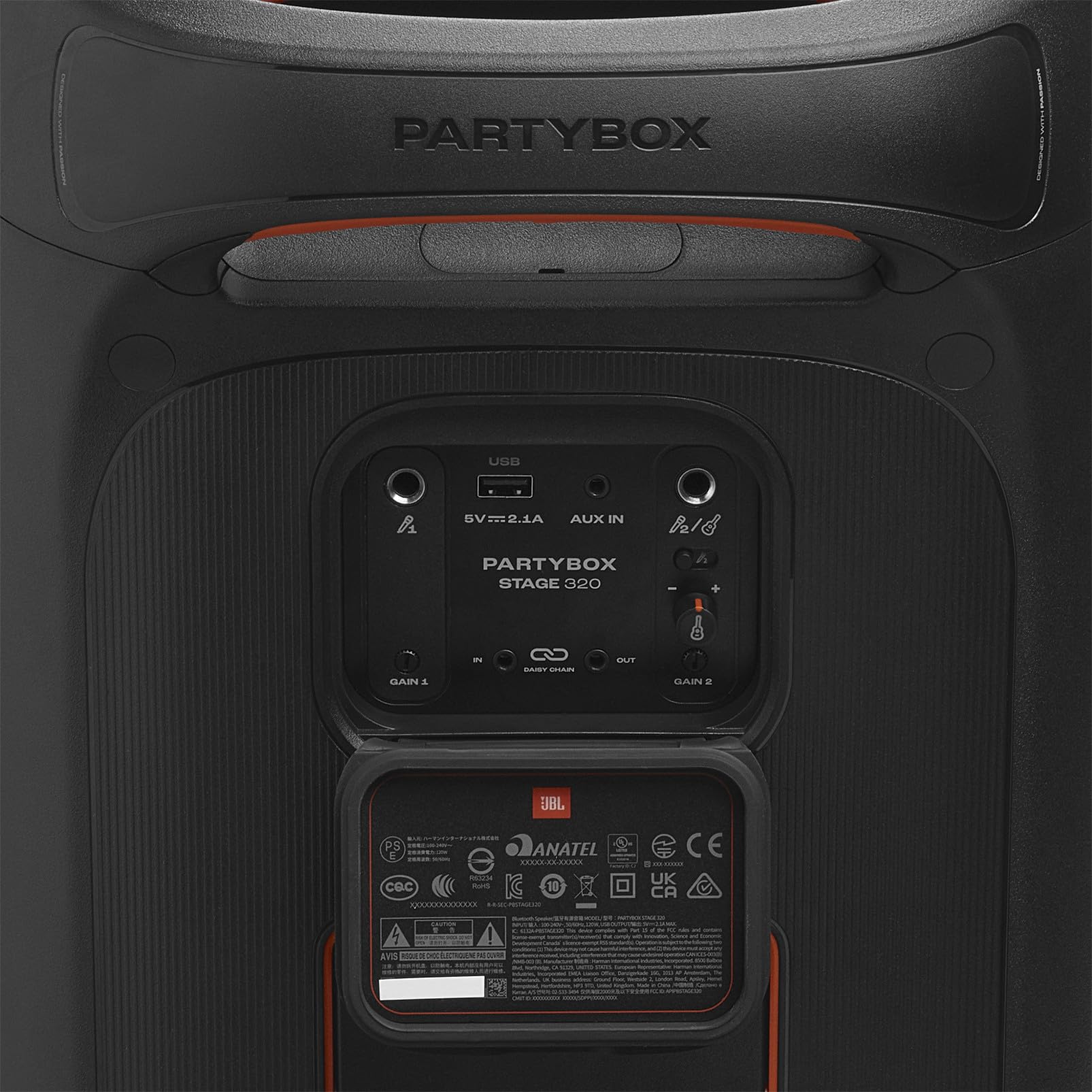 JBL PartyBox Stage 320 - Portable Party Speaker with Telescopic Handle & Wide, Sturdy Wheels, Powerful JBL Pro Sound, Futuristic lightshow, Up to 18 Hours of Play time, Splash Proof JBL