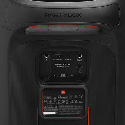 JBL PartyBox Stage 320 - Portable Party Speaker with Telescopic Handle & Wide, Sturdy Wheels, Powerful JBL Pro Sound, Futuristic lightshow, Up to 18 Hours of Play time, Splash Proof JBL