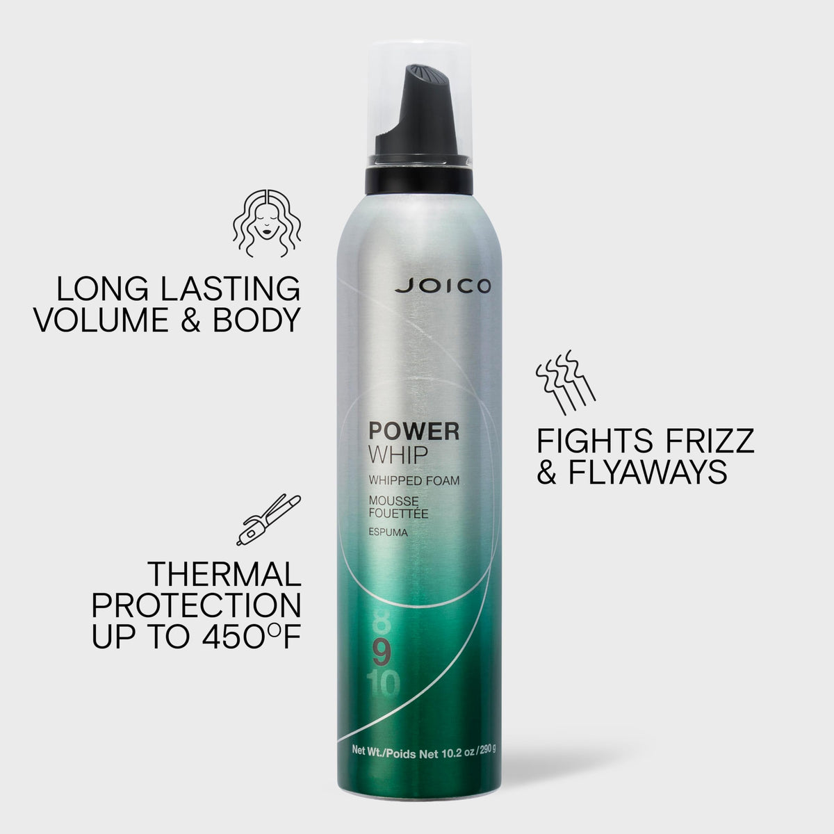 Joico Power Whip Whipped Foam, Anti Frizz Hair Products, Volumizing Hair Mousse for Curls, Paraben Free