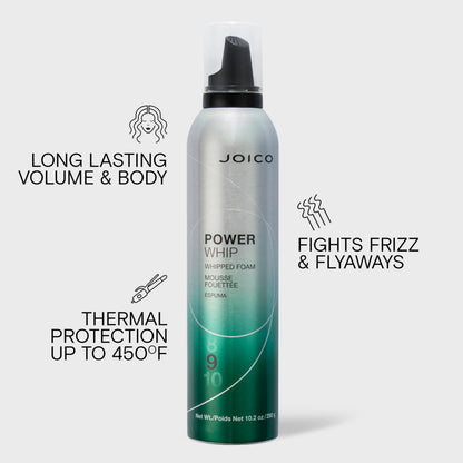 Joico Power Whip Whipped Foam, Anti Frizz Hair Products, Volumizing Hair Mousse for Curls, Paraben Free