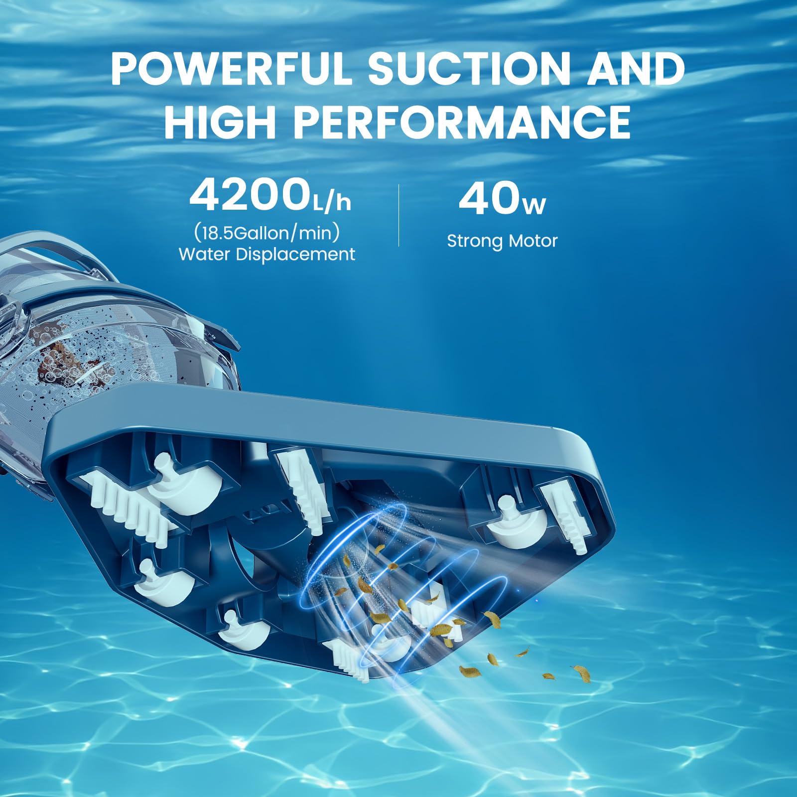 Enhulk Pool Vacuum for Above Ground Pool with Powerful Suction up to 18.5 gallons/min, Running time up to 1H, Handheld Rechargeable Pool Cleaner with a Telescopic Pole, PC10