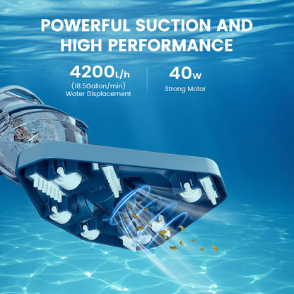 Enhulk Pool Vacuum for Above Ground Pool with Powerful Suction up to 18.5 gallons/min, Running time up to 1H, Handheld Rechargeable Pool Cleaner with a Telescopic Pole, PC10