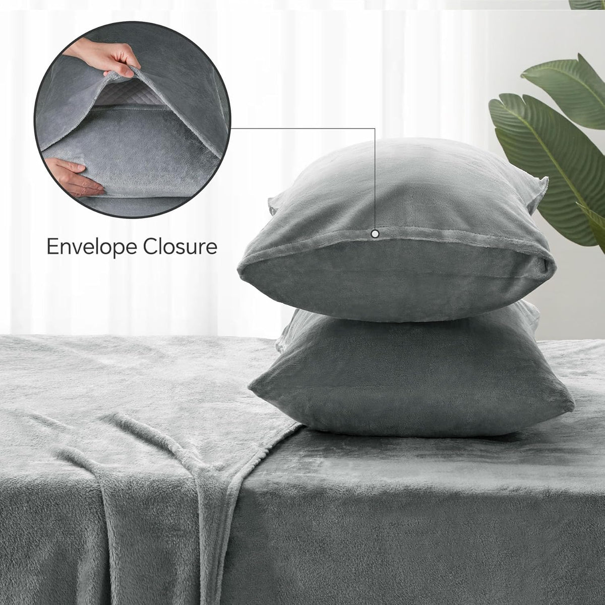 BEDELITE Flannel Sheets King Size Bed Set, Grey, 4 Pieces 🍁 All In One Marketplace Canada