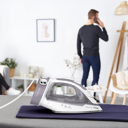 T-Fal Virtuo Steam Iron for Clothes with Retractable Cord, Portable Iron and Steamer for Clothes, Ceramic Nonstick Soleplate, 1500 Watts, Anti-Drip, Auto-Off, Scratch Resistant, Grey - Available at All In One Marketplace Canada