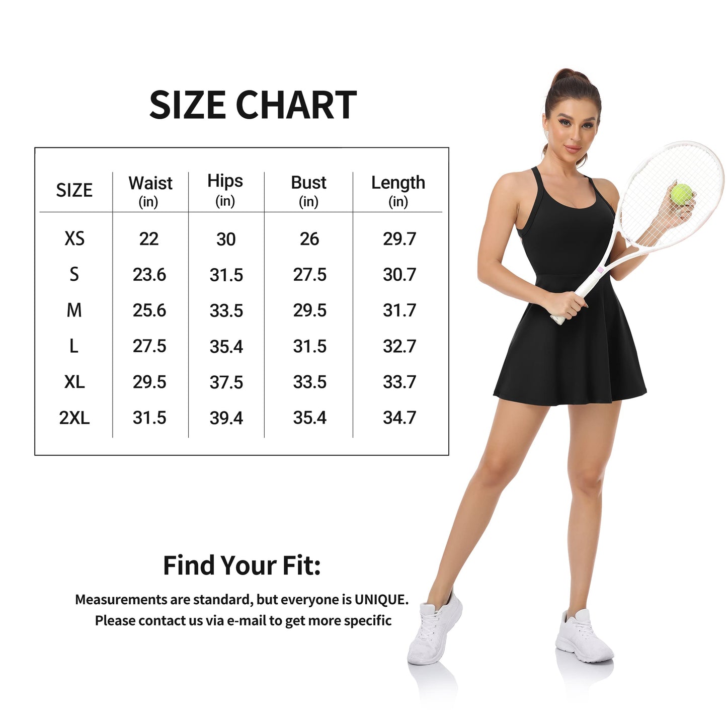 Womens Workout Tennis Dress with Built in Shorts and Bra Athletic Golf Activewear for Exercise, Black, Medium JAFINSY