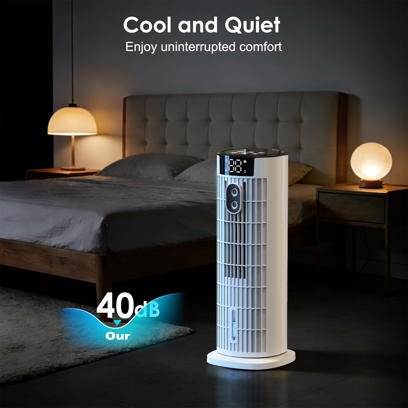 Portable Air Conditioner,1000ML Tower Fan with Remote,4-IN-1 Evaporative Air Cooler with 3 Wind Speeds&Turbo Mode,2 Mist,10H Timer,90° Oscillation Portable AC for Home,Office - Available at All In One Marketplace Canada
