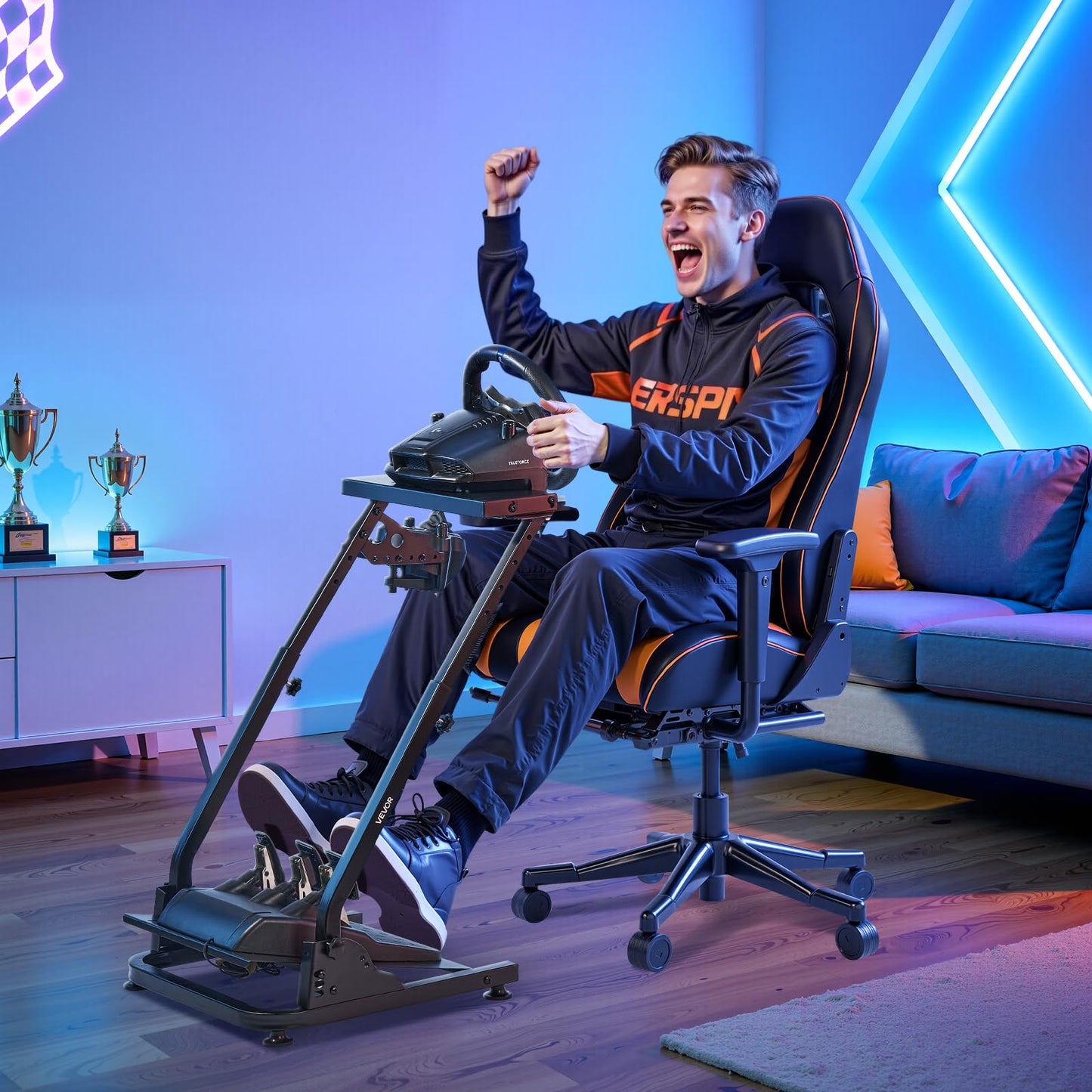 VEVOR Racing Wheel Stand, Adjustable & Foldable Simulator Stand for Logitech G29 G27 G920 G923, Thrustmaster T300RS T300GT T248 TS-PC TSXW Gaming Cockpit,Pedals Simulator NOT Included 🍁 All In One Marketplace Canada