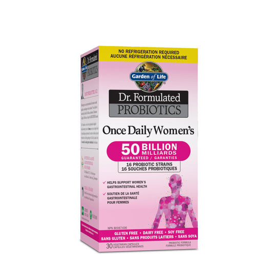 Garden of Life - Dr. Formulated Probiotics Once Daily Women's | Supports Women's Gut Health & Digestion | Eases Gas & Bloating | 50 Billion CFU + 16 Probiotic Strains | Gluten Free, Dairy Free, Soy, white, 30 Count (Pack of 1)