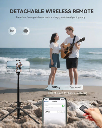 RISEOFLE 71” Phone Tripod & Selfie Stick, Portable All in One Extendable Cell Phone Tripod Stand, with Wireless Remote Control for iPhone/Samsung/Android/Camera