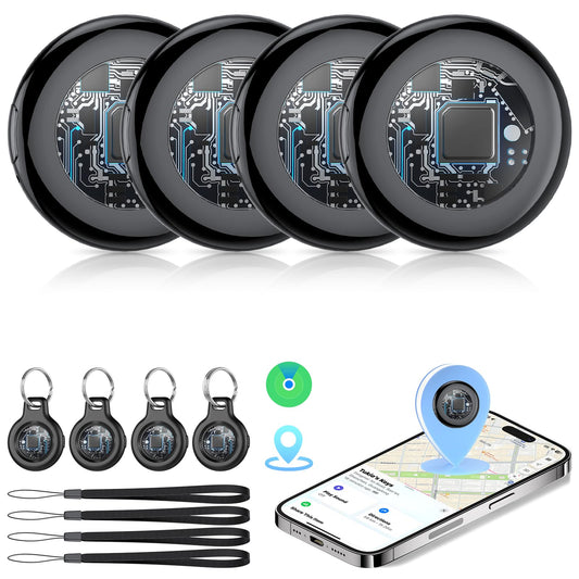 Tukio [MFi Certified] Air Tracker Tags-4 Pack (iOS Only), 2026 New Smart Tag Key Finder for Find My App, Replaceable Battery, 100dB Sound, Wireless Tracker Tag for Car, Bag, Luggage and More, Black