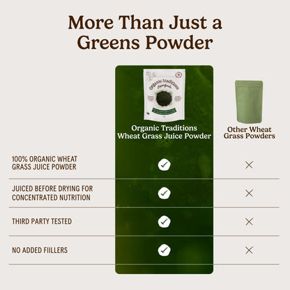 Organic Traditions Wheat Grass Juice Powder, Vegan Superfood Greens, 5.3oz