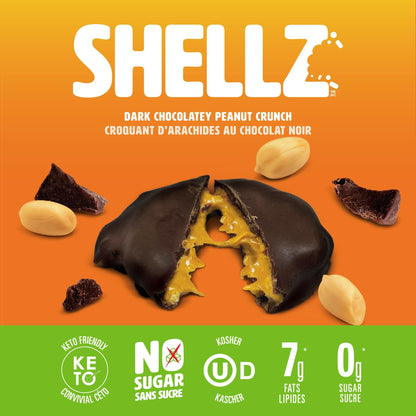 No Sugar Keto Shellz Peanut Crunch - Low Carb (1g), Sugar Free (0g) Chocolate Candy - 30 Pack Individual Wrappers - Gluten Free, Kosher