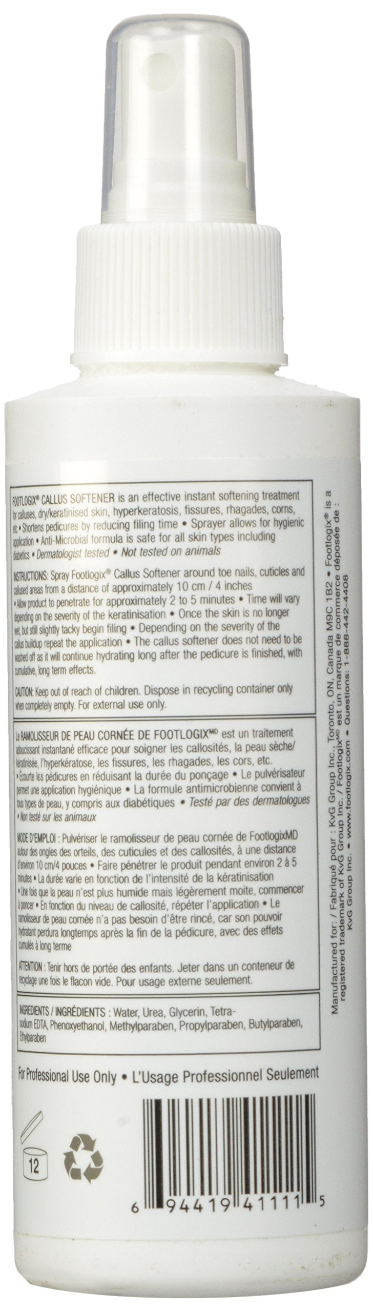 Footlogix Professional Callus Softener Spray – Pre-Pedicure Prep for Thick, Hard Skin – No Rinse Required, Non-Acidic Formula – 6.09 oz / 180 ml