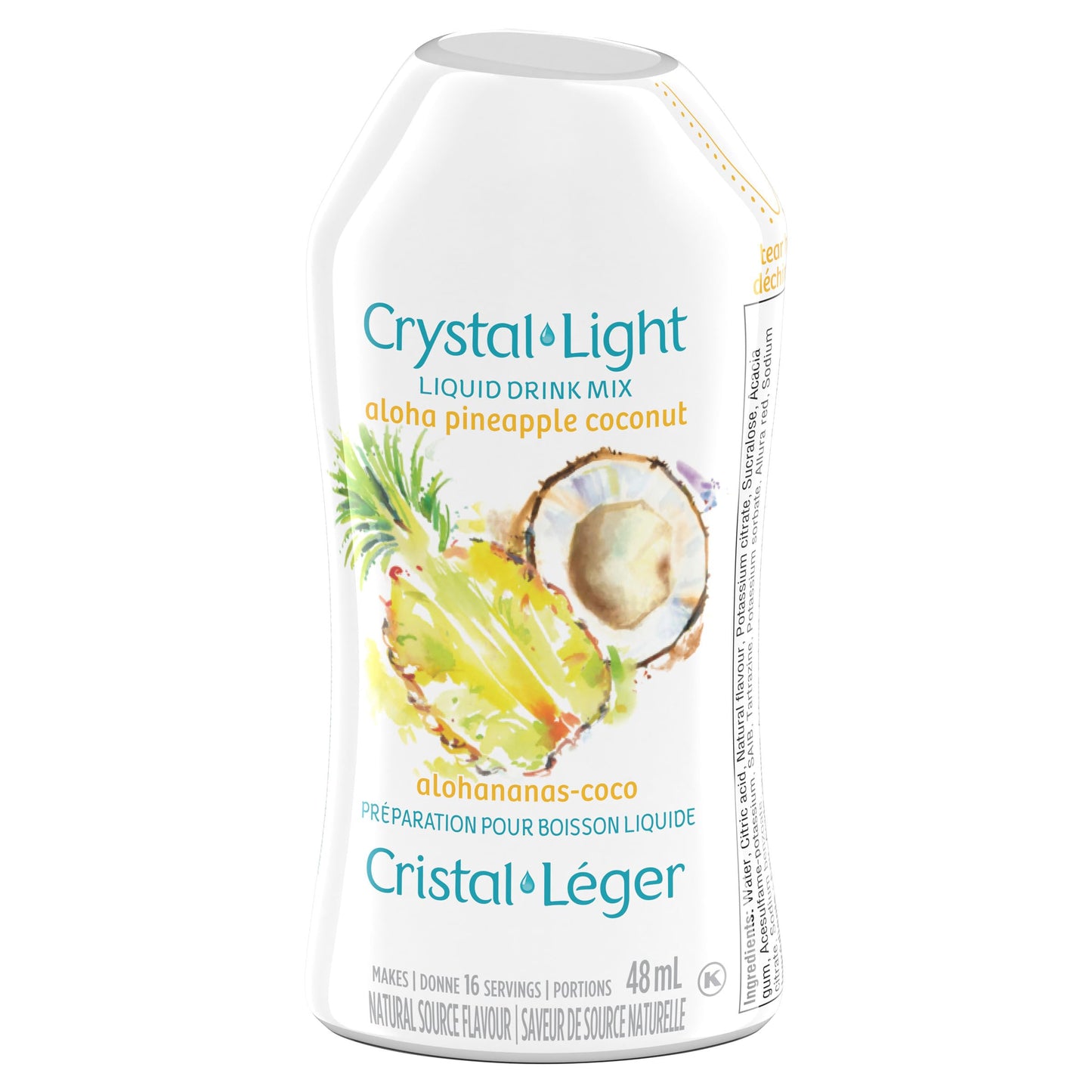Crystal Light Aloha Pineapple Coconut Liquid Drink Mix, 48 mL Bottle (Pack of 12) Crystal Light