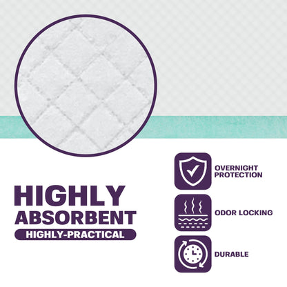 PureNexus Health Disposable Underpads 17" x 24", 100 Count – Super Absorbent Incontinence Bed Pads, Waterproof Pee Pads, Chux, Soaker Pads for Baby Changing, Kids, Adults & Elderly, Mattress Protector - Available at All In One Marketplace Canada