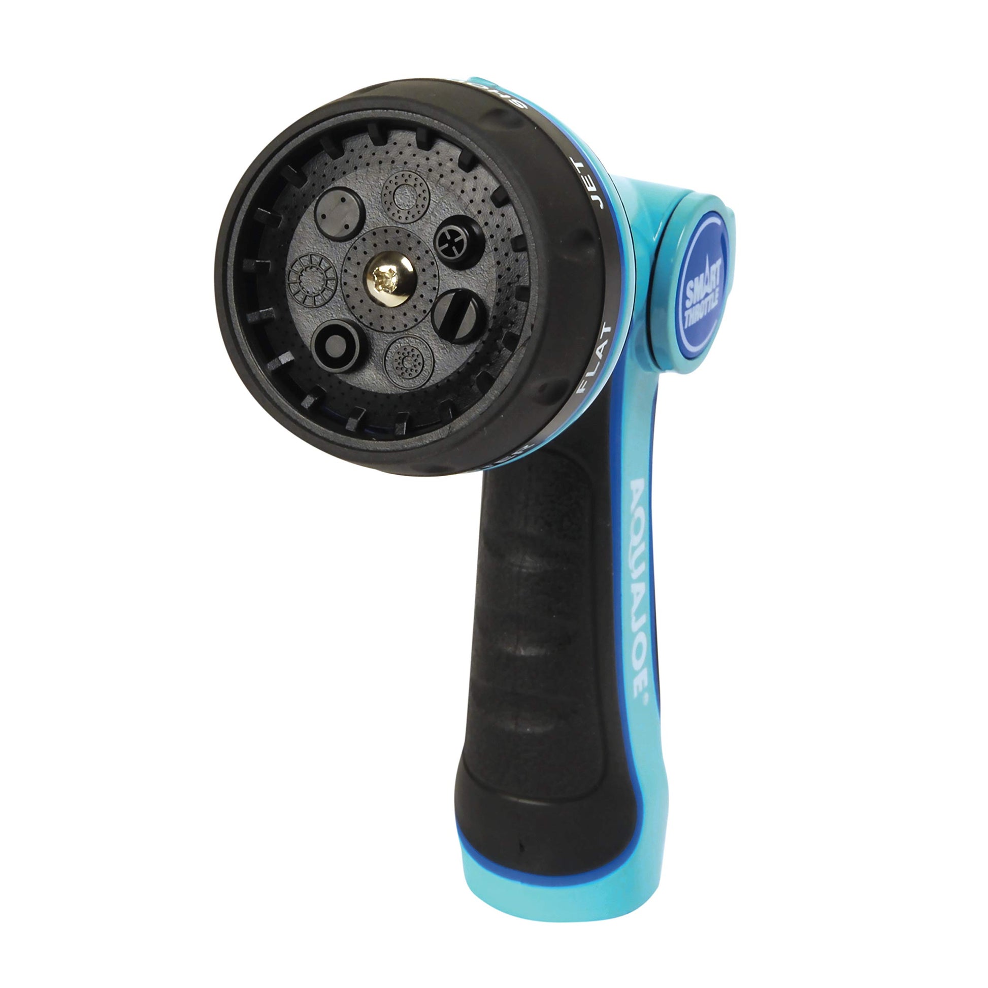 Aqua Joe AJHN102 Heavy Duty Indestructible Metal Multi Function Adjustable Hose Nozzle with Smart Throttle, Blue Aqua Joe