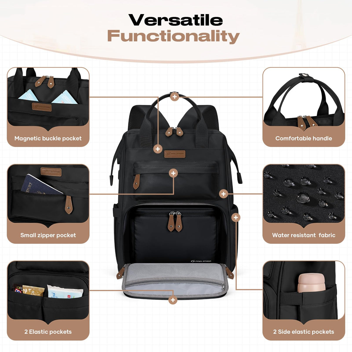 Maelstrom 15.6-17.3" Laptop Backpack with Lunch Box, Work Bag for Women Men