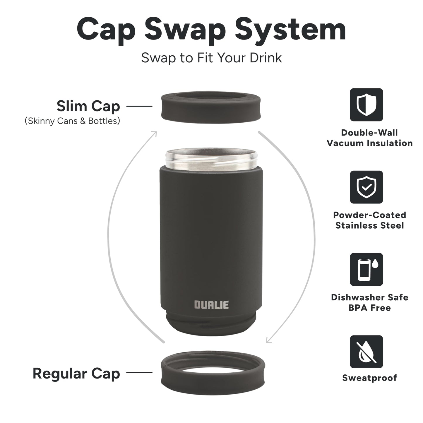 DUALIE 3 in 1 Insulated Can Cooler - Universal Size for 12 oz Cans, Slim Cans, and Bottles - 10+ Colors Available 🍁 All In One Marketplace Canada