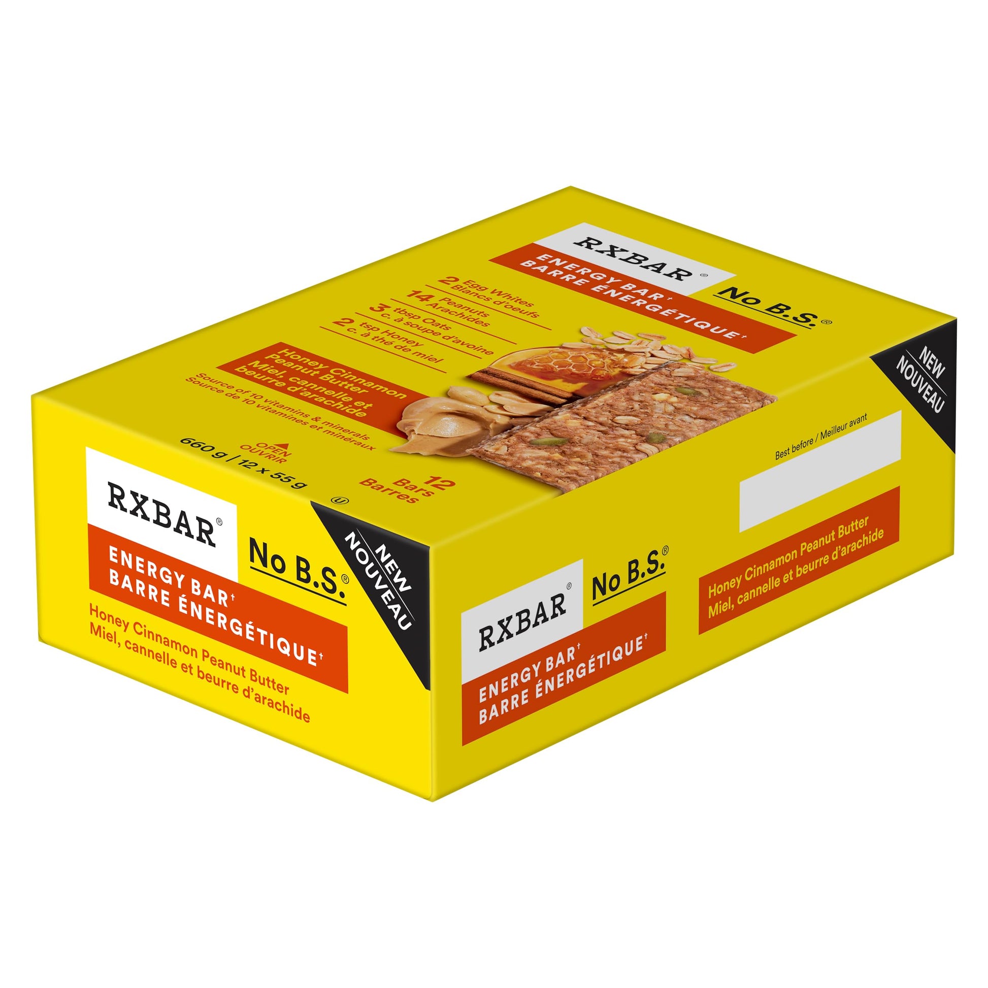 RXBAR Energy Protein Bar Honey Cinnamon Peanut Butter 12x55g (Pack of 12) RXBAR