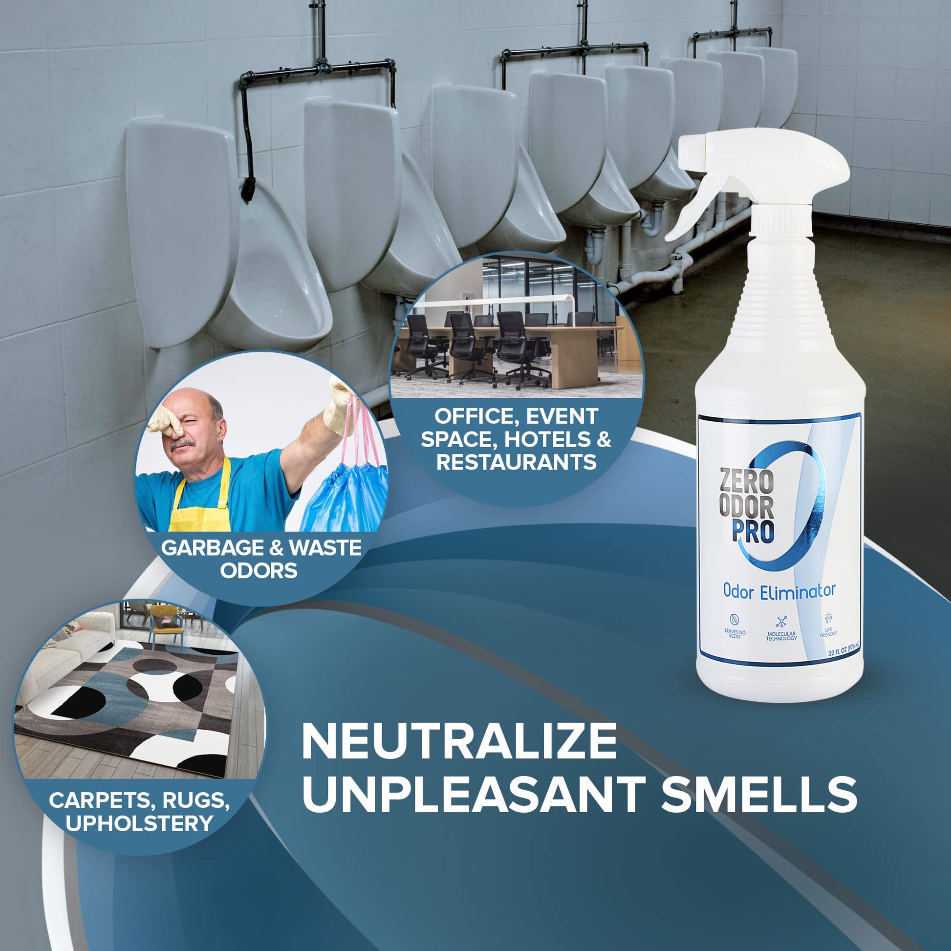 Zero Odor – Professional Odor Eliminator- Eliminate Extreme Air & Surface Odor– Patented Molecular Technology Best for Strong, Persistent Odor- Smell Great Again, 32oz(Over 700 Sprays) - Available at All In One Marketplace Canada