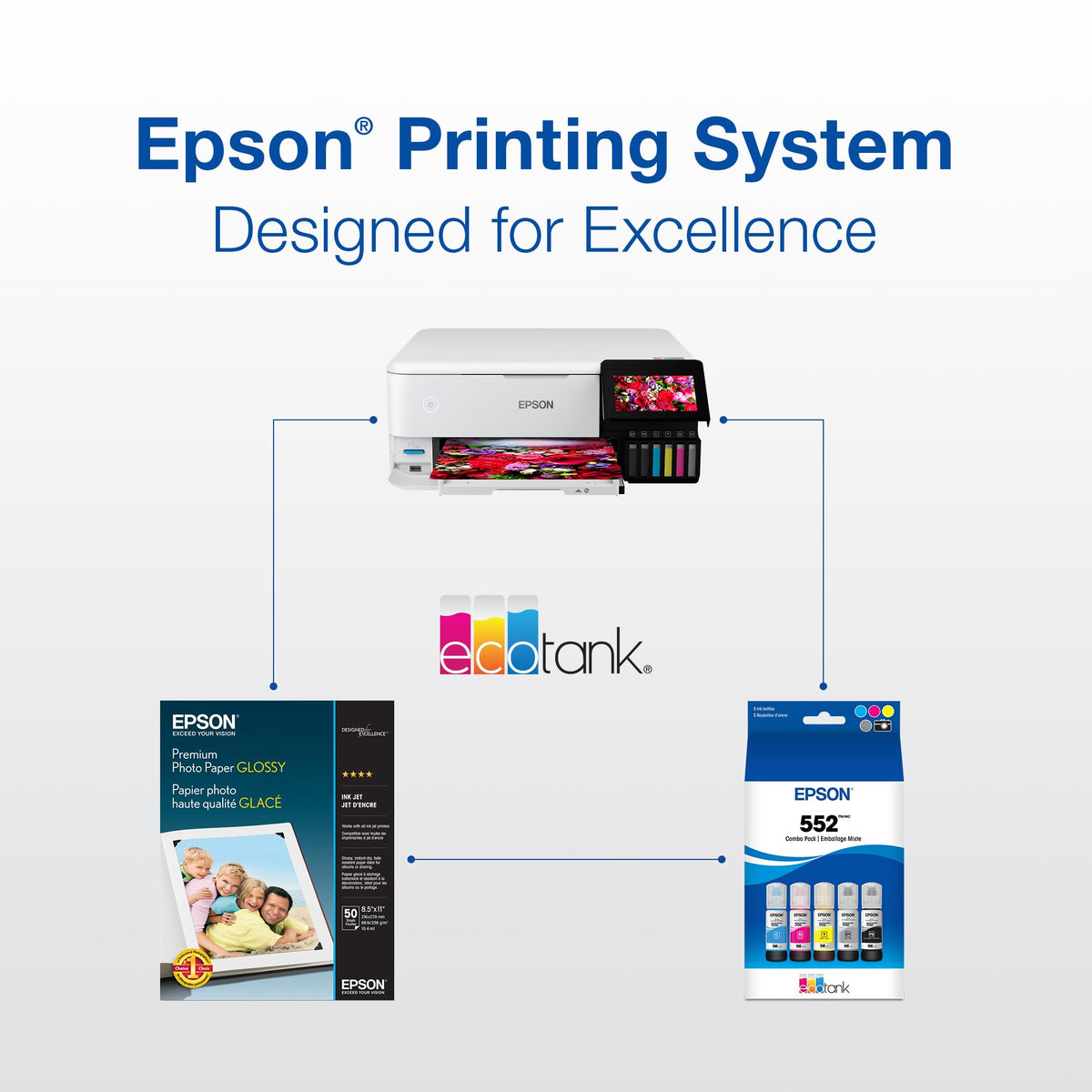Epson 552 Genuine Pigment Black EcoTank Ink Refill Bottle T552020