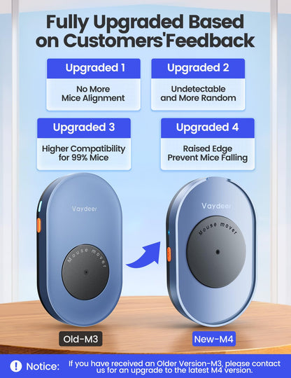 Vaydeer Undetectable Mouse Mover, M4 Mouse Jiggler Device with ON/Off Switch, Driver-Free Shaker Wiggler Mouse Movement Simulation for Computer Awakening, Gift Ideal for Men/Women