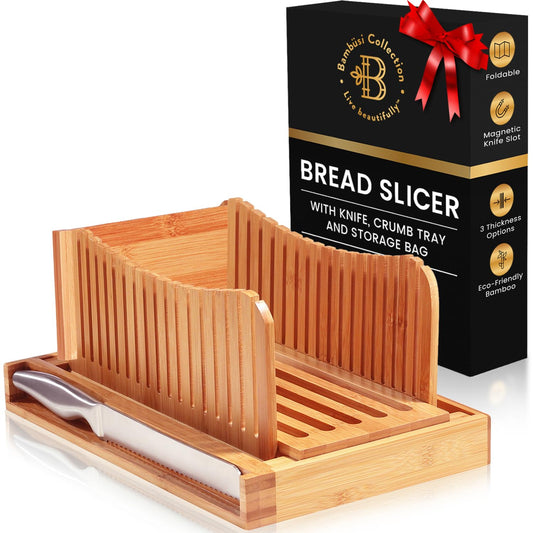 Bambüsi Bread Slicer for Homemade Bread with Knife Sourdough Cutter, Bamboo 🍁 All In One Marketplace Canada