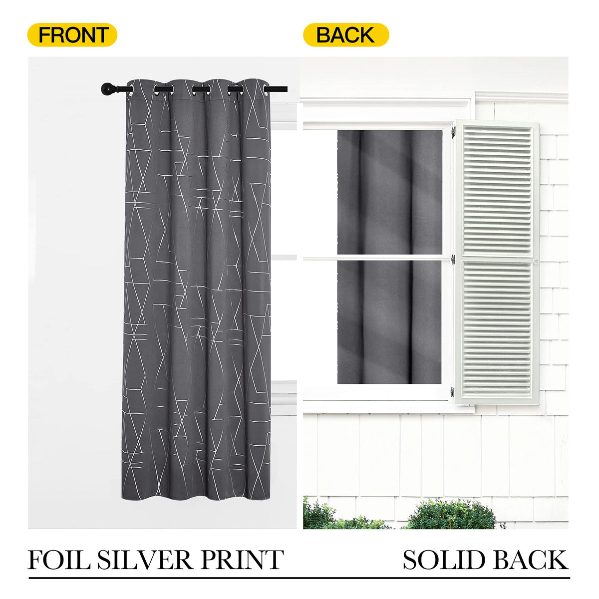 NICETOWN Halloween Blackout Curtains for Living Room - Foil Printed Shiny Stripes Pattern Thermal Insulated Blackout Drapes for Bedroom Kitchen Loft Cafe Window (2 Panels, 52" Wide by 63" Long)