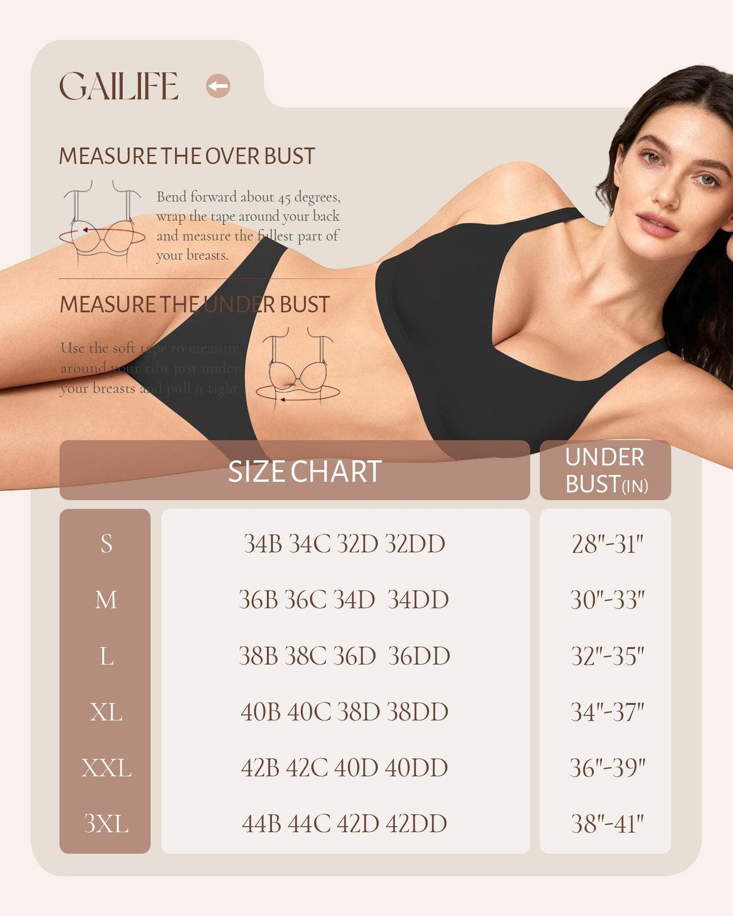 Gailife Womens Jelly Bra for Women Wireless Bras Seamless No Underwire Supportive Full Coverage T-Shirt Bra -New-Black-M