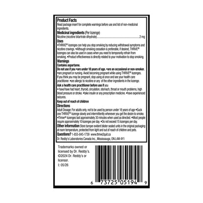 Thrive Nicotine Replacement Lozenges, 2mg Extra Strength, Peppermint, 216 Count 🍁 All In One Marketplace Canada