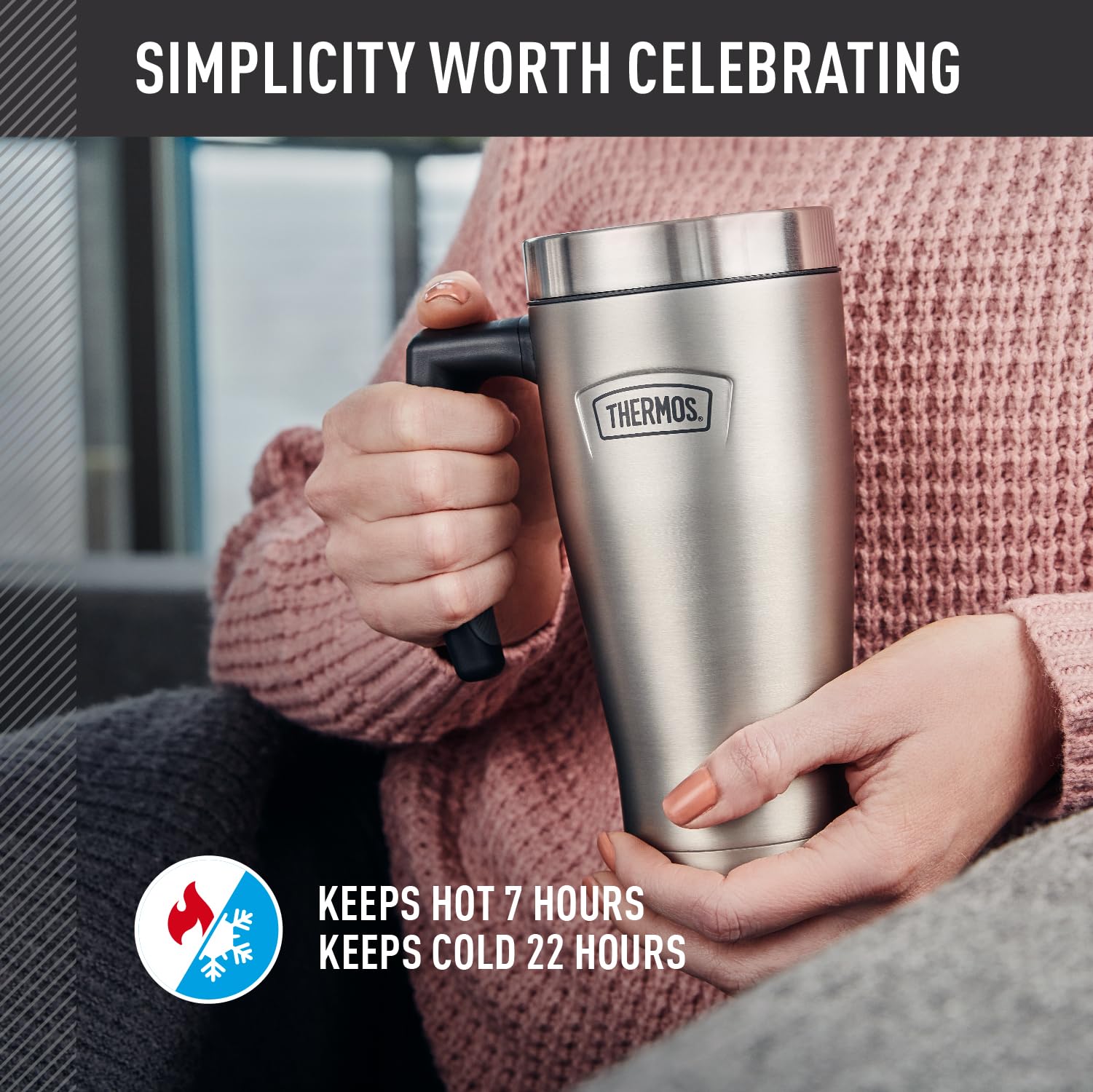 THERMOS ICON Series 16oz Stainless Steel Mug, Saddle Thermos