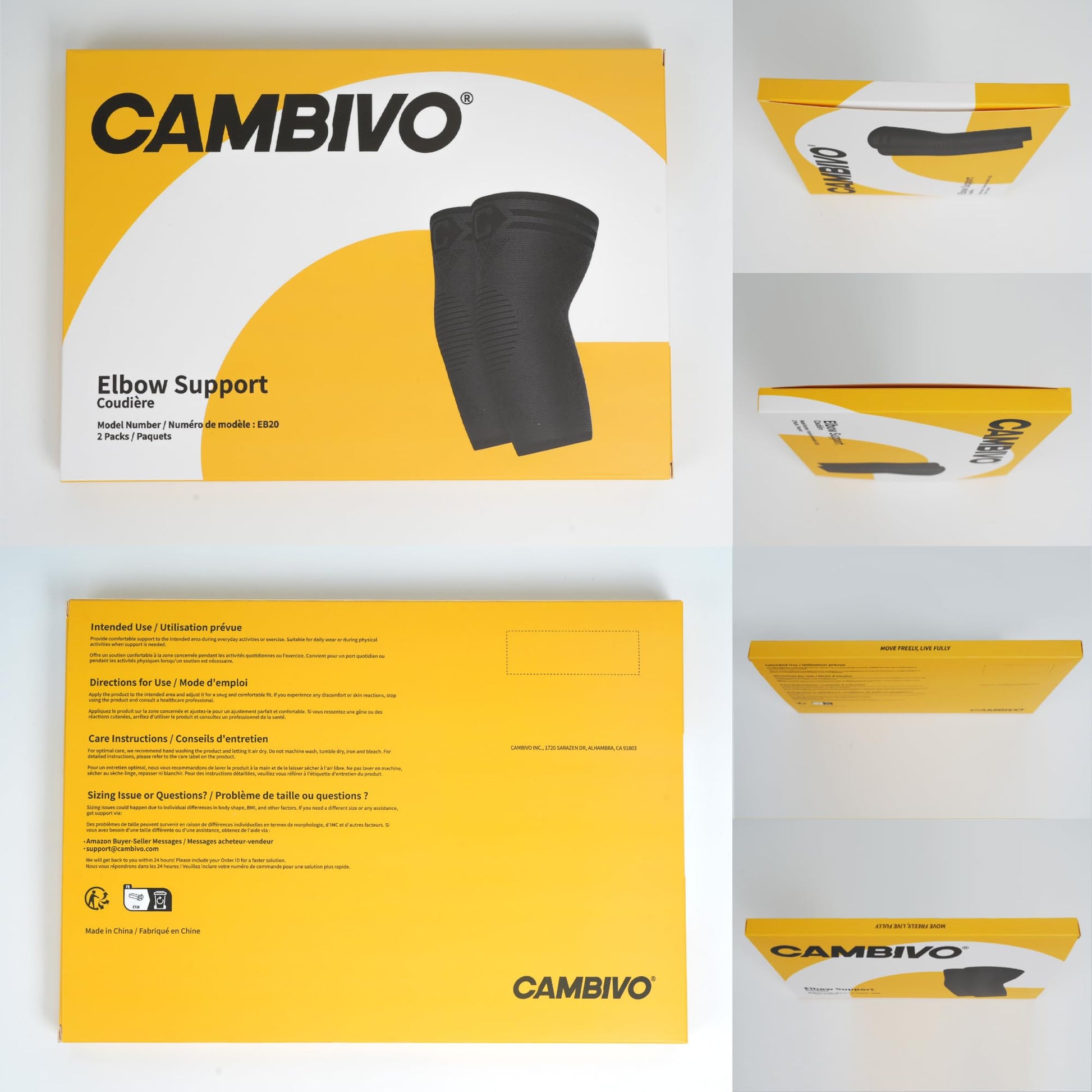 CAMBIVO Elbow Brace 2 Pack, Tennis Elbow Brace for Men and Women, Elbow Compression Sleeve, Elbow Support for Golf Elbow, Workouts, Weightlifting(Black, Large) - Available at All In One Marketplace Canada