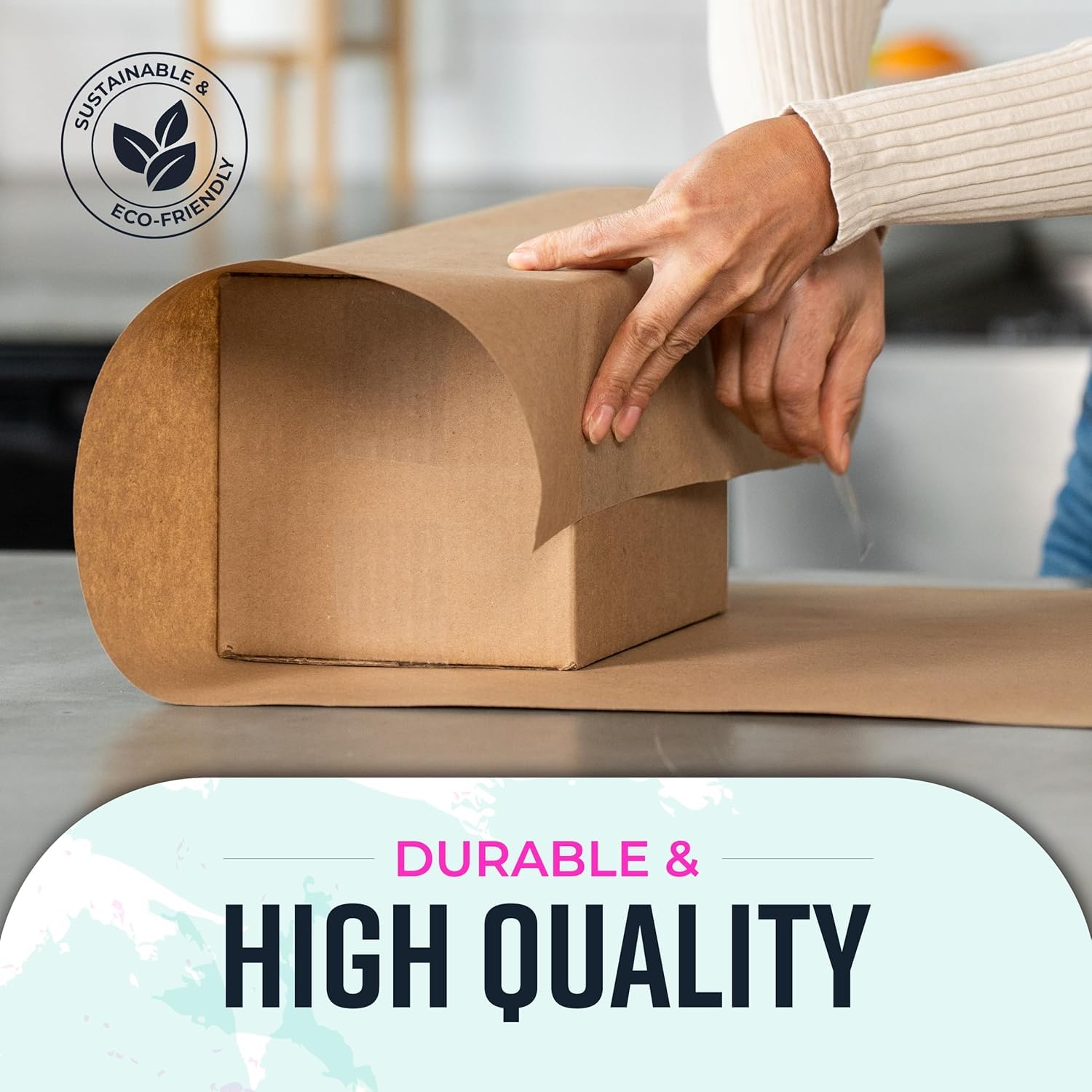 Bryco Goods 18" x 1200"(100’) Brown Wrapping Paper - Kraft Paper Roll for Packing, Arts & Crafts, Gift Wrapping, Bulletin Board, Banner, Bouquet Flower, Table Covering, Shipping & Moving Supplies - Available at All In One Marketplace Canada