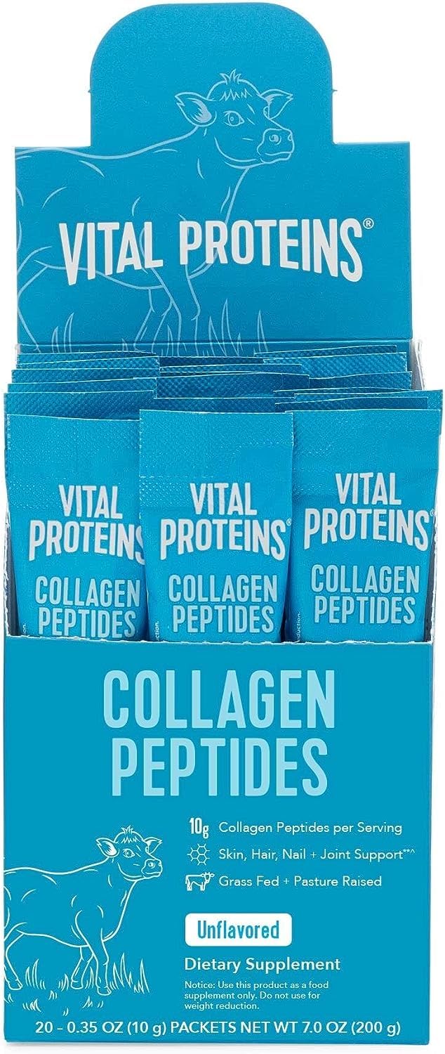 VITAL PROTEINS Bovine Collagen Peptides Powder, Single-serve Stick Packs, Unflavoured, Odourless, Gluten-free, No Added Sugar, Paleo-friendly, Non-GMO, No Artificial Flavours Or Colours, 200 g - Available at All In One Marketplace Canada